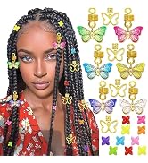 SAWINDA 20Pcs Hair Jewelry for Braids Gold Butterfly Pendant Dreaklock Accessories Loc Tube Bead ...