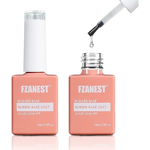 FZANEST Rubber Base Gel Polish Set 15ml*2pcs,5 IN 1 Builder Gel For Nails in a Bottle Kit,Nail Strengthener Gel, Extension Soak Off UV Gel Nail Polish