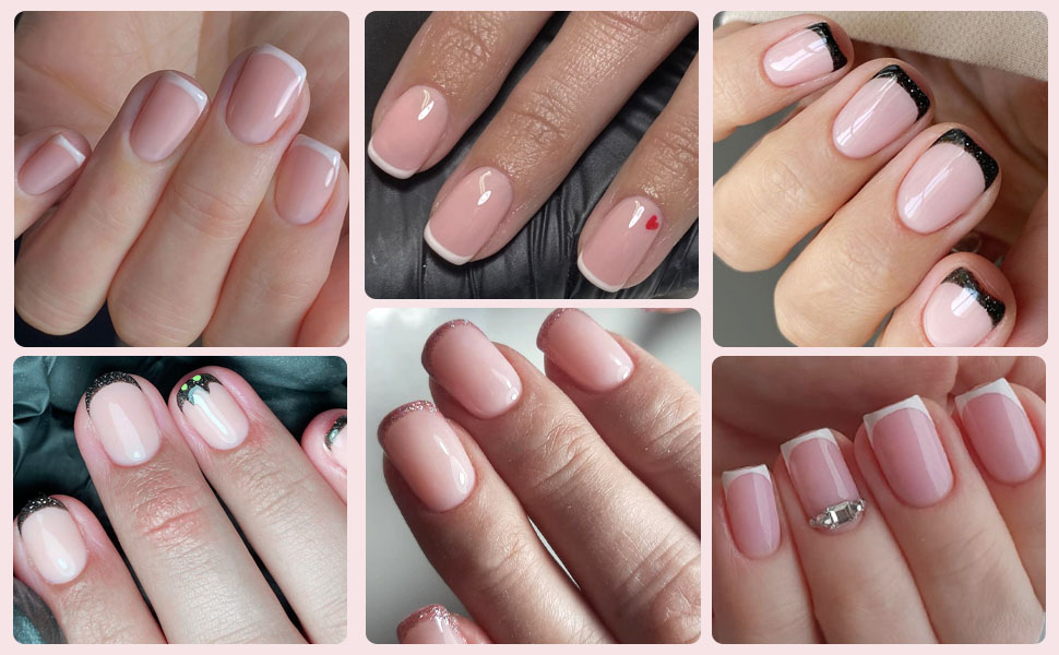 nude press on nails short fake nails press ons nail square glue on nails french acrylic nail tips