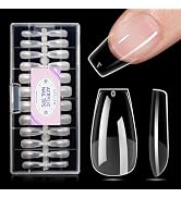 Gellen Medium Coffin Nail Tips - 504Pcs Pre-shaped Half Matte Full Cover Acrylic Gel Nail Kit Fal...