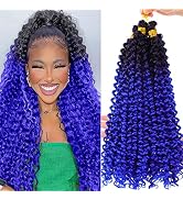 5Pack Water Wave Crochet Hair Curly Crochet Hair 100g/pack Jerry Curly Crochet Braids Ombre Blue ...