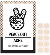 PEACE OUT Acne Healing Dots Helps Clear Blemishes Overnight, Fast Acting Hydrocolloid Pimple Patc...