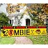 Halloween Zombie Decorations Outdoor Banner Warning Yard Sign for Horror Themed Party Supplies