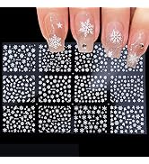 Christmas Nail Art Sticker Decals 3D Snowflake Designs Exquisite Golden Silver White Nail Art Sup...