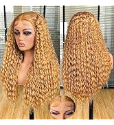 Annivia Long Curly Lace Front Wigs for Black Women, Pre Plucked with Baby Hair,Deep Wave Lace Fro...