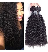 Amella Hair 8 A Brazilian Curly Hair Weave 3 Bundles (14 16 18 inch,285g) Brazilian Virgin Kinky ...