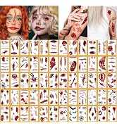 Halloween Prank Makeup Temporary Tattoo 60 PCS Halloween Temporary Face Tattoos Halloween Body Ta...