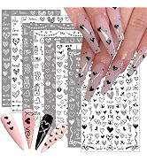 8 Sheets Heart Nail Art Sticker Heart Nail Decal - Valentine's Heart Nails Art Supplies Designer ...