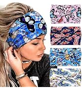 SAWINDA Boho Butterfly Headbands For Women Girls Wide Stretchy Knotted Beach Pink Hair Accessorie...