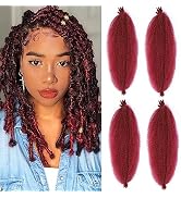Anemoi Red Burgundy Marley Twist Braiding Hair, 10 Inch 4 Packs Springy Afro Kinky Twist Hair,Pre...