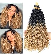 Ms Aloe Curly Crochet Hair Water Wave Crochet Hair 14inch Honey Blonde Ombre Curly Braiding Hair ...