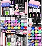 Yevyo Acrylic Nail Kit with Drill, 4 Colors Gel Polish and UV Light Nail Kit, 24 Colors Glitter A...