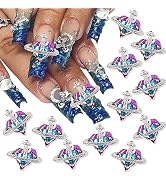 RODAKY 12 Piece 3D Heart Planet Nail Art Charms Blue-Purple Crystal Rhinestones Charms for Nails ...