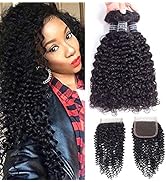 Amella Hair Brazilian Curly Virgin Human Hair Weave 3 Bundles with Closure (14