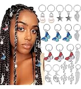 SAWINDA 20 Pieces Silver Butterfly Hair Jewelry for Braids Loc Adjustable Pearl Leaf Wings Dreadl...