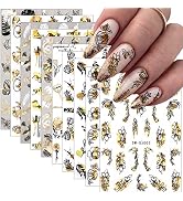 10 Sheets Gold/Metallic Nail Art Stickers Decal,3D Luxury Nail Decals Self-Adhesive Nail Art Supp...