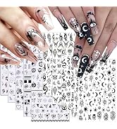 10 Sheets 3D Black Gothic Nail Art Stickers Designer Nail Decals for Nail Art Supplies Retro Flow...