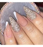 Almond Press On Nails French Tip Fake Nails, Full Cover Gel Reusable Acrylic Nails, Reusable Nail...