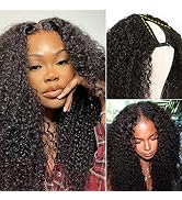 Curly V Part Wig Human Hair Upgrade U Part Human Hair Wigs Thin V Part Wig No Glue Needed Brazili...