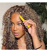 Domiso 18 Inch Highlight Wear and Go Glueless Wig Honey Ombre Pre Cut 6x4 HD Lace Front Wigs Huma...