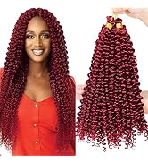 5Pack Water Wave Curly Crochet Hair 14inch Kinky Curly Marlybob Crochet Hair Braids Synthetic Red...