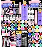 Yevyo Acrylic Nail Kit with Drill and UV Light, Nail Kit for Beginners with Everything, 24 Glitte...