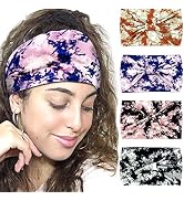 SAWINDA Boho Tie Dye Headbands Cotton Stretch Hair Accessories Elastic Sport Yoga Hairband Hair W...