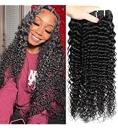 Brazilian Deep Wave Human Hair 3 Bundles 12 14 16 inch MSGEM 100% Unprocessed Deep Curly Human Ha...