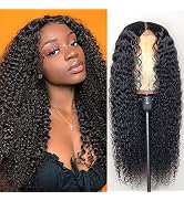 YMSGIRL Jerry Curly 4x4 Lace Closure For Women Brazilian Lace Front Wig 150% Density Jerry Curl W...