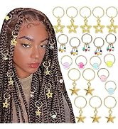 SAWINDA 21 Pieces Stars Hair Jewelry for Braids Summer Gold Loc Braid Hair Clips Colorful Beads D...