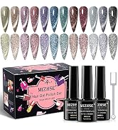 MIZHSE Reflective Glitter Cat Eye Gel Nail Polish 7ml, Sparkly Diamond Cateye Soak Off Gel Polish...