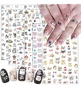 Cute Cat Nail Art Stickers, 6 Sheets Cute 3D Cat Self-Adhesive Nail Decals Designer Nail Art Supp...