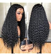 Annivia Black Long Curly Lace Front Wigs for Black Women, 13×4×1 HD Glueless Lace Curly Wig,Pre P...