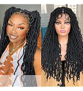 Annivia 32Inch Faux Locs Wigs for Black Women Full Double Lace Square Knotless Box Braided Wigs w...