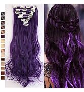 S-noilite 24 Inches Long Curly Full Head Clip in Synthetic Hair Extensions 8pcs 170g (24