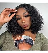 Wear and Go Glueless Wigs Human Hair Pre Plucked Deep Wave Bob Wig Human Hair Lace Front Wigs for...