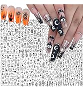 8 Sheets Snake Nail Art Stickers Decals Black Skull Goth Nail Decals Designer Nail Art Supplies 3...