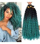 5Pack Marlybob Water Wave Crochet Curly Hair 100g/pack Jerry Curly Crochet Braids Ombre Green Kin...