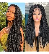 Annivia Black Passion Twist braided Wigs for Black Women Full Lace knotless braided wigs With Bab...