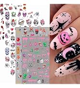 Halloween Nail Art Stickers Decals Horror Ghost Face Skull Zombie Bloody Nail Self-Adhesive Stick...