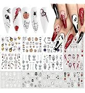 12Sheet Halloween Nail Art Stickers Water Transfer Decals with Ghost Skull Blood Evil Eyes Design...