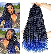 Ms Aloe 6Packs Passion Twist Hair Blue Ombre Water Wave Crochet Hair for Butterfly Bob Locs 18inc...