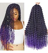 Ms Aloe 6Packs Passion Twist Hair Purple Ombre Water Wave Crochet Hair 18inch Pre-Looped Bohemian...