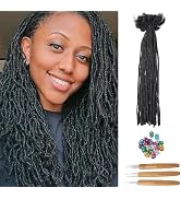 YuDragonFt 0.2cm Dreadlock Extensions Human Hair 22 Inch 30 Strands 100% Handmade Loc Extensions ...