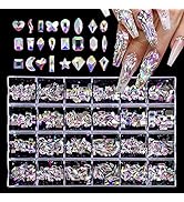 Nail Crystal Rhinestones Kit, 600Pcs 3D Diamonds Nail Art Decoration for Crafts Nail Face Art Clo...