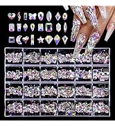 Nail Crystal Rhinestones Kit, 600Pcs 3D Diamonds Nail Art Decoration for Crafts Nail Face Art Clo...