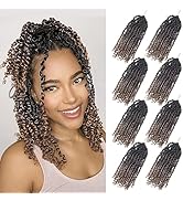 Ombre Passion Twist Hair Pre Looped 12 Inch Passion Twist Crochet Hair for Women Girls and Kids, ...