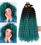 6Pack Crochet Curly Hair Water Wave Braiding Hair Ombre Green Kinky Curly Crochet Hair for Black ...