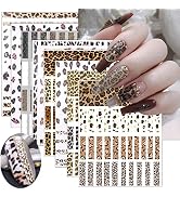 8Sheets Leopard Nail Stickers for Nail Art,3D Self-Adhesive Designer Nail Art Supplies for Leopar...
