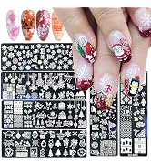6 Sheets Christmas Nail Stamping Plates Winter Snowflake Snowman Nail Stamper Template Kit Xmas L...